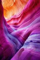 ai generato luminosa futuristico colori di il distrutto arenaria roccia nel il canyon. Stati Uniti d'America. Arizona foto