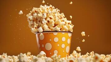 ai generato Popcorn su un' carta tazza. foto