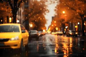 ai generato americano centro strada Visualizza a autunno sera , neurale Rete generato Immagine foto