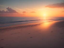 ai generato tramonto Visualizza a partire dal un' mare spiaggia foto