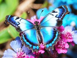 ai generato avvicinamento tiro di un' bellissimo farfalla foto