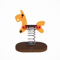 terreno di gioco parco primavera springer per bambini con di legno base e isolato su bianca sfondo 3d interpretazione foto