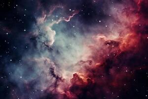 ai generato nebulosa galassia nebulose telescopio Visualizza ingrandimento spazio scienza astrofisica stelle astronomia astrologia cosmo universo astratto sfondo fantasia mondi pianeti raggiante buio etereo foto