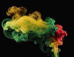 ai generato astratto rosso, blu e verde dipingere spruzzo isolato leggero verde dipingere si dissolve nel sfondo, piace un' nube o Fumo sfondo generativo ai foto