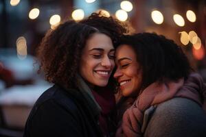 ai generato lgbt lesbica coppia amore momenti felicità.lgbt relazione concetto foto