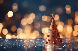 ai generato Natale albero slenderslide con sfondo sfocatura, foto