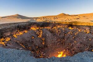 darvaza gas cratere, Derweze, turkmenistan foto