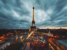 ai generato eiffel Torre nel Parigi, Francia. sfocato sfondo. foto