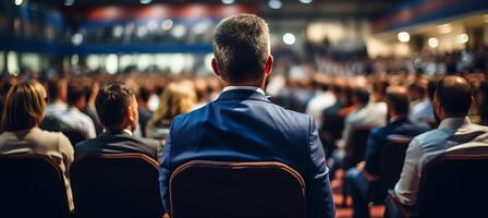 ai generato altoparlante a attività commerciale conferenza e presentazione con copia spazio per testo posizionamento foto