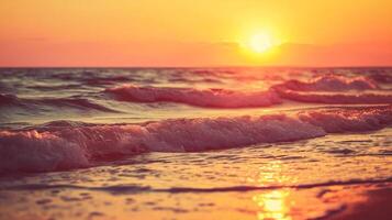 ai generato bellissimo tramonto al di sopra di il mare. colorato cielo con nuvole. foto