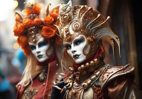 ai generato veneziano carnevale maschera. tradizione e fascino foto