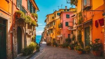 ai generato bellissimo strada cinque terre Italia foto