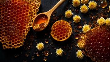 ai generato miele con Favo foto