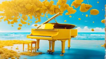 ai generato bellissimo pianoforte nel il mare idilliaco foto