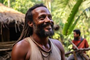 ai generato ritratto di un' uomo nel papua nuovo Guinea. Asia foto