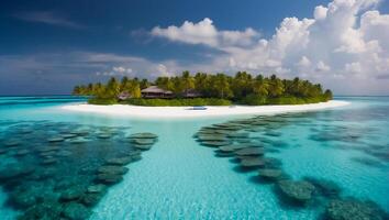 ai generato bellissimo isola nel il Maldive aereo fotografia foto