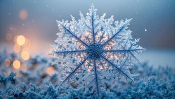 ai generato Bellissima, fiocco di neve, avvicinamento, foto