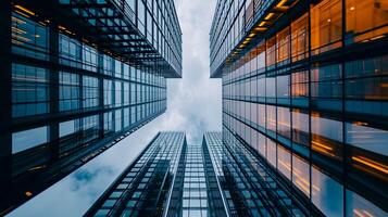 ai generato foto Torre moderno bellissimo orizzonte capitale blu cielo ai generato