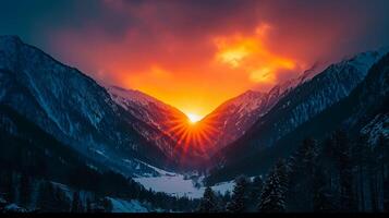 ai generato foto bellissimo neve coperto montagne paesaggio ai generato