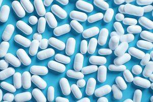 ai generato astratto concetto di farmaci su blu sfondo. foto