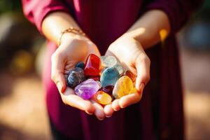 ai generato reiki chakra cristalli e pietra preziosa terapia per benessere e spirituale pratiche. foto