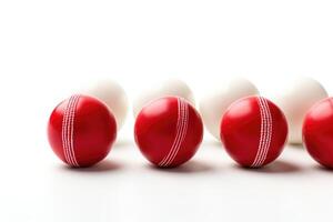 ai generato isolato cricket palle rosso e bianca. foto