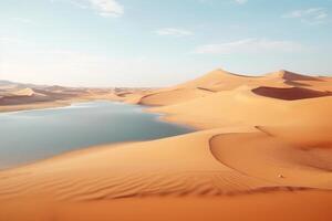 ai generato laghi nel il vuoto trimestre deserto nel Arabia arabia foto