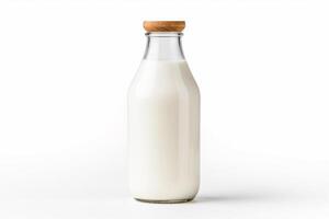 ai generato bianca sfondo latte bottiglia. foto