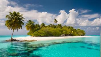 ai generato bellissimo spiaggia su un isola nel il Maldive foto