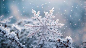 ai generato Bellissima, fiocco di neve, avvicinamento, foto