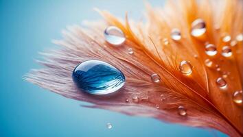 bellissimo piuma, far cadere di acqua, colore sfondo foto