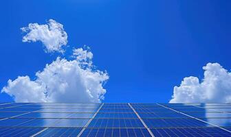 ai generato solare pannelli installato su il tetto di un' Residenziale edificio nel il città. foto