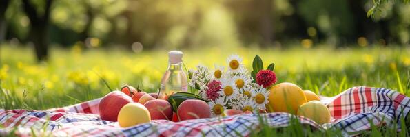 ai generato picnic nel il parco, sfondo Immagine, generativo ai foto