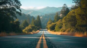 ai generato strada viaggio vibrazioni, sfondo Immagine generativo ai foto