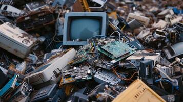 ai generato e-waste consapevolezza, creare un Immagine quello solleva consapevolezza di elettronico sciupare, sfondo Immagine, generativo ai foto