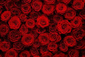 ai generato naturale rosso Rose sfondo, fiori parete. foto