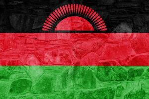 bandiera di repubblica di malawi su un' strutturato sfondo. concetto collage. foto