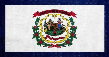 bandiera di ovest Virginia Stati Uniti d'America stato su un' strutturato sfondo. concetto collage. foto
