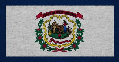 bandiera di ovest Virginia Stati Uniti d'America stato su un' strutturato sfondo. concetto collage. foto