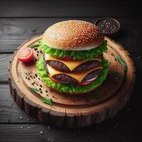 ai generato formaggio hamburger sfondo HD immagini cibo fotografia foto