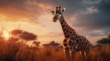 ai generato giraffa alto qualità Immagine foto