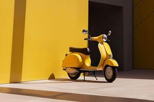 ai generato giallo colore scooter. creare ai foto