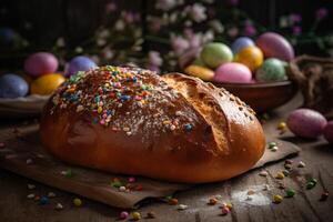 ai generato tradizionale Pasqua pane. creare ai foto