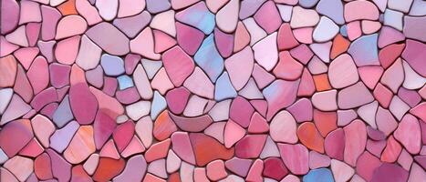 ai generato un astratto parete struttura sfondo con un' colorato rosa pietra mosaico, aggiungendo un' unico tocco, ai generato. foto