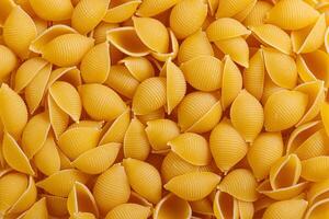 pasta prodotti nel il modulo di un' guscio, struttura foto