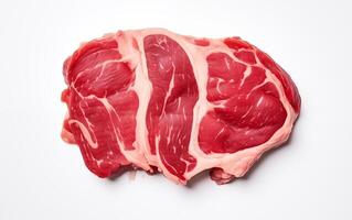 ai generato carne mucca pronto con verdura per cucinando isolato su bianca sfondo foto
