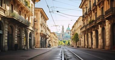 ai generato cuore di il città - il centrale strada collezione di squisito edifici, un' testamento per urbano bellezza foto