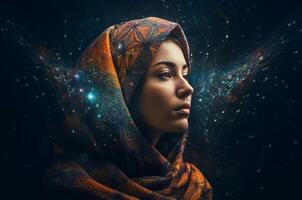 ai generato Arabo donna universo. creare ai foto