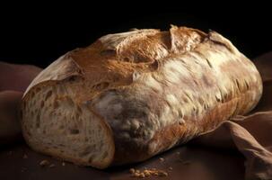 ai generato bene al forno Grano pane rustico cibo. creare ai foto