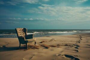 ai generato attraente spiaggia sedie. creare ai foto